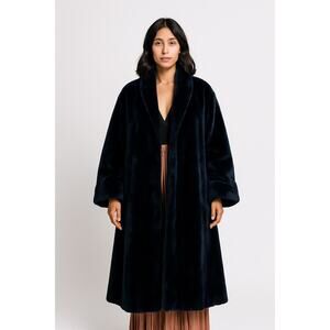 1950s Borgana Faux Fur Navy Plush Coat by Kraaton Fashions USA L-XL